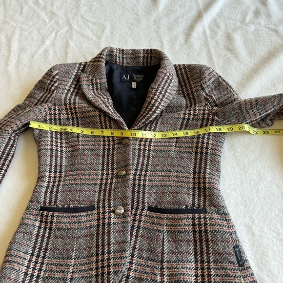 Armani Jeans Vintage Classic Plaid | Herringbone Wool Blend Blazer Size 6 - Picture 10 of 15